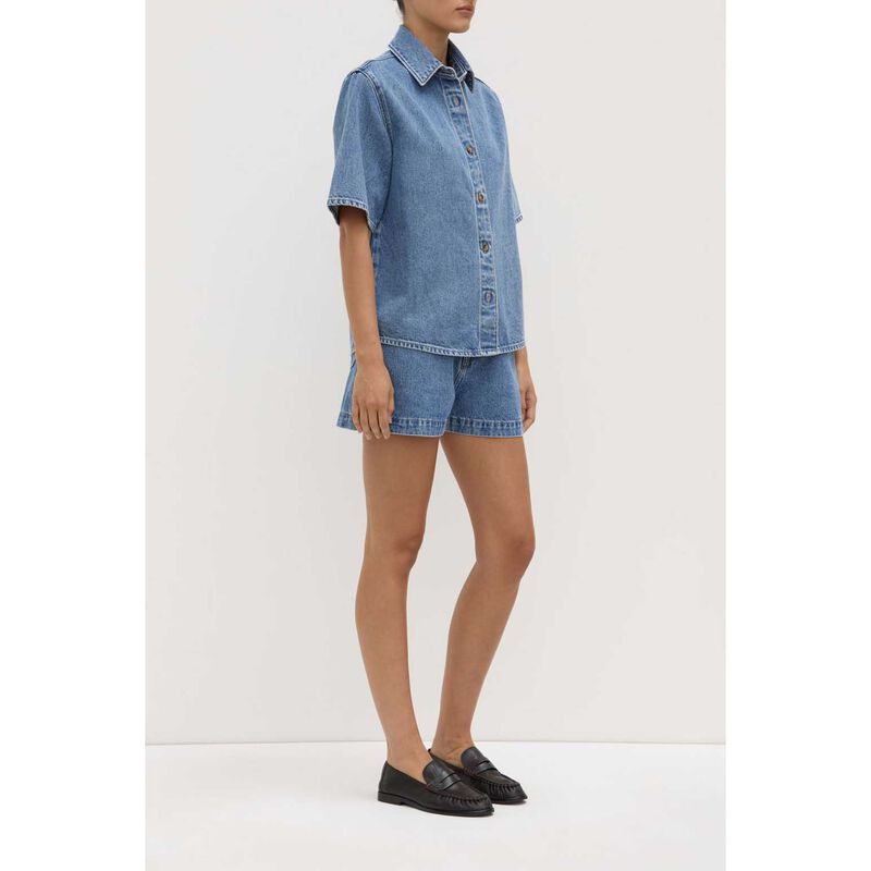 Assembly Label Boxy Denim Short Sleeve Shirt Dark Stone image number 3